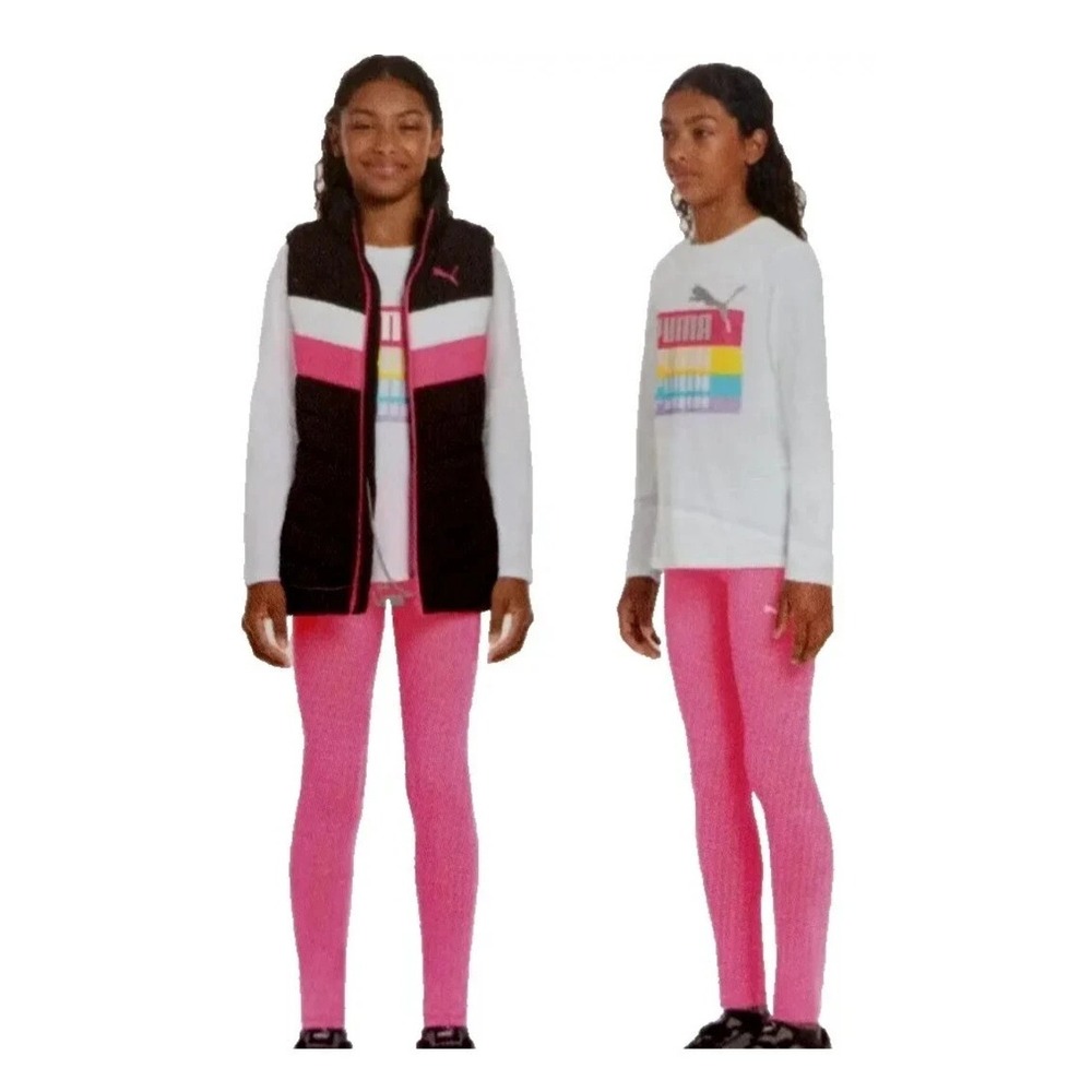 PUMA Girl's 3-Piece Vest Shirt Pants Set Size XXS (3-4) New w Tags